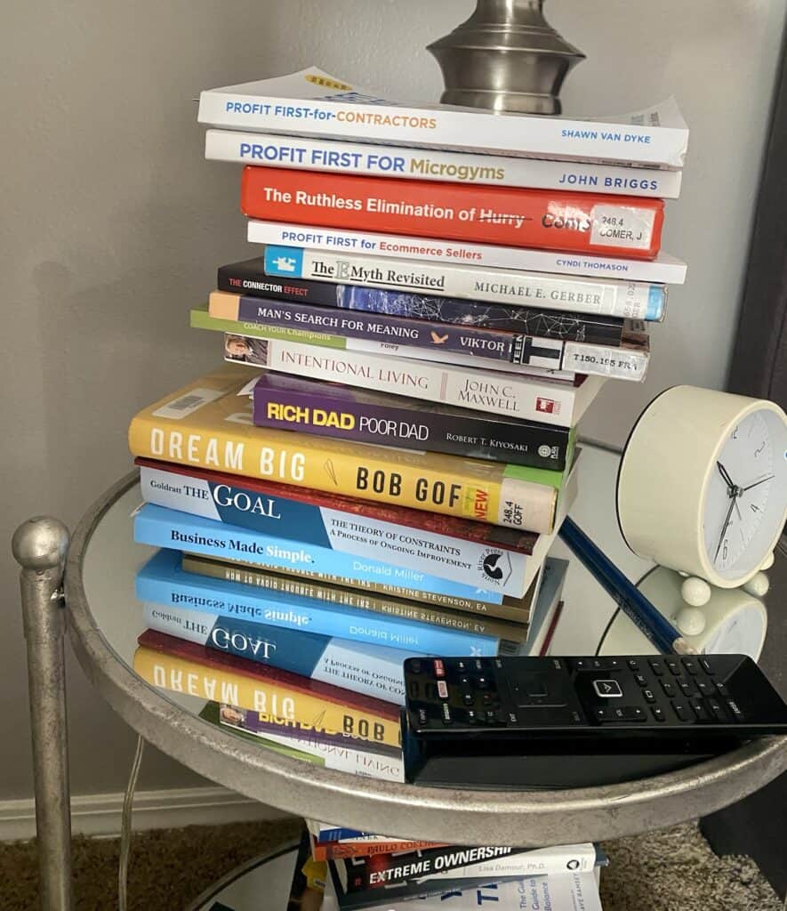 books on nightstand