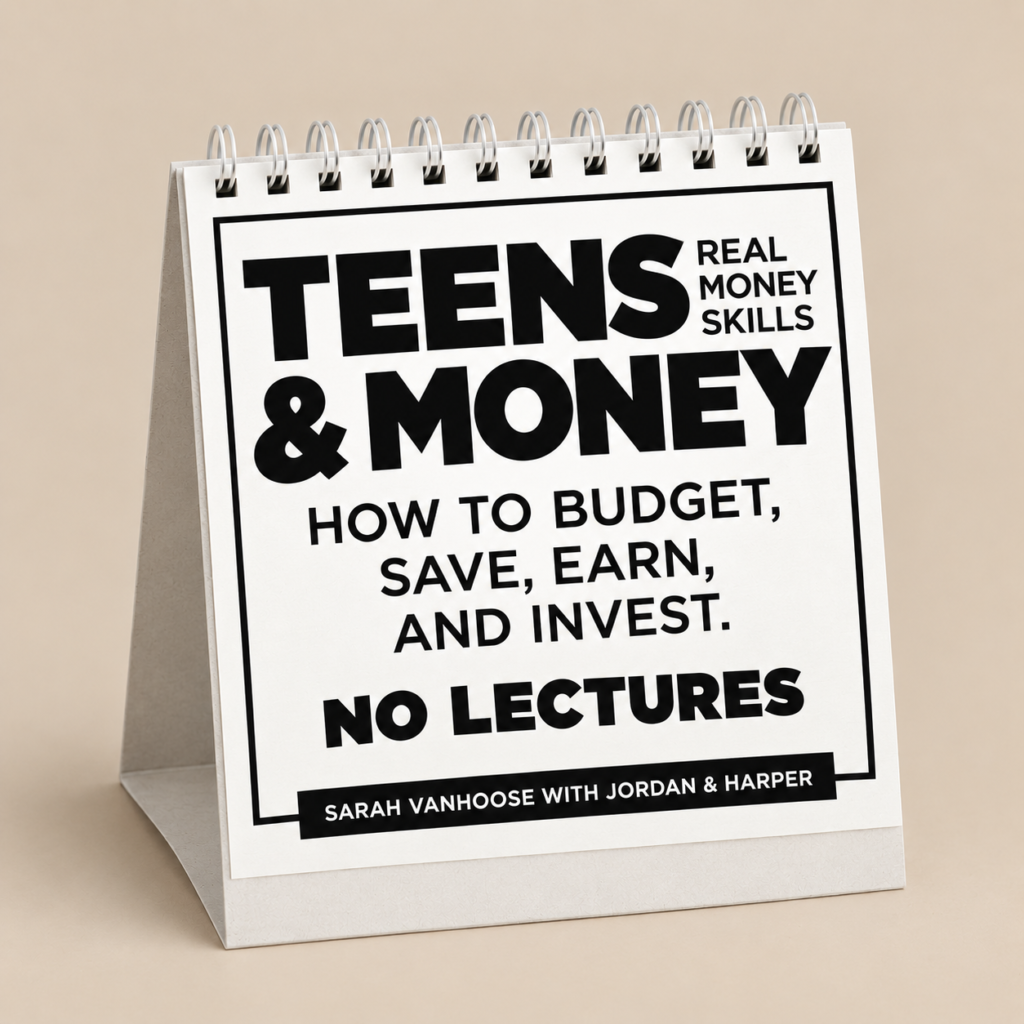 Teens and Money Flip Guide standing on a desk easel